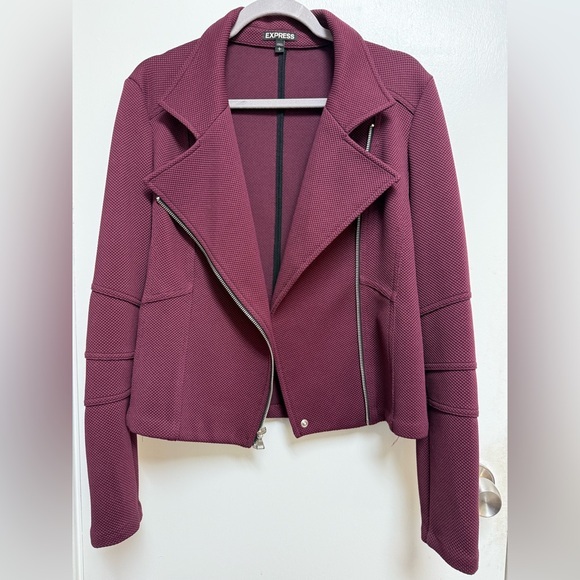 Express Jackets & Blazers - Express Maroon Moto Jacket